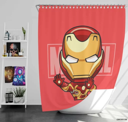 Iron Man Chibi Marvel Playful Hero Comic Shower Curtain