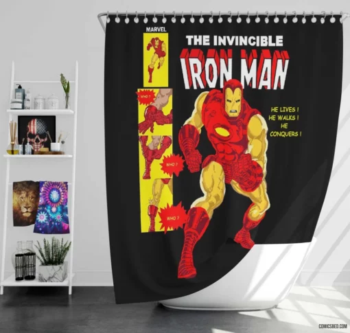 Iron Man Chronicles Marvel Armored Hero Comic Shower Curtain