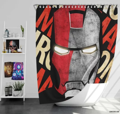 Iron Man High-Tech Exploits Comic Shower Curtain