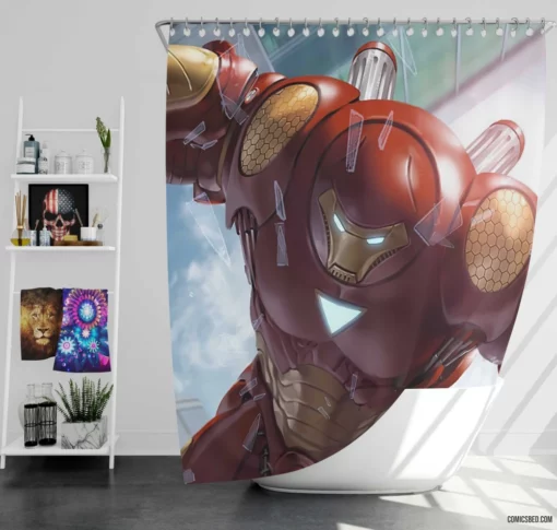 Iron Man Hulkbuster Tech Powerhouse Comic Shower Curtain