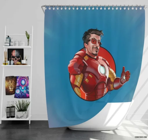 Iron Man Inventive Quests Comic Shower Curtain