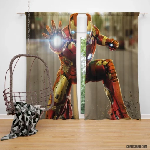 Iron Man Marvel Armored Hero Comic Curtain