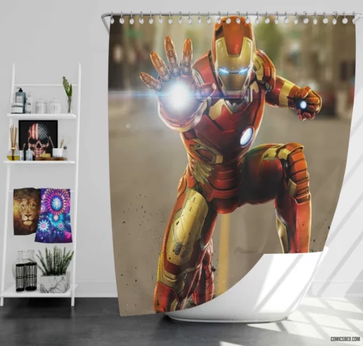 Iron Man Marvel Armored Hero Comic Shower Curtain