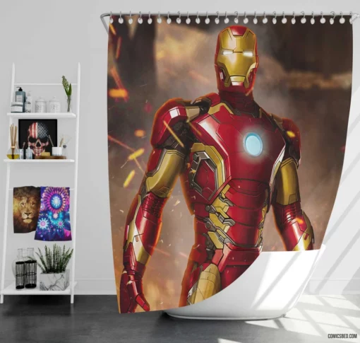 Iron Man Marvel Inventor Hero Comic Shower Curtain