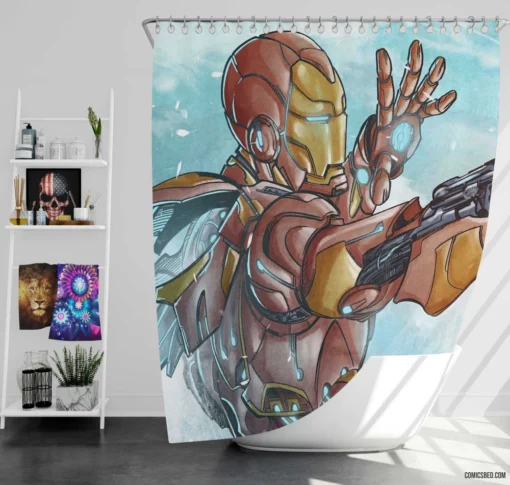 Iron Man Marvel Tech Genius Comic Shower Curtain