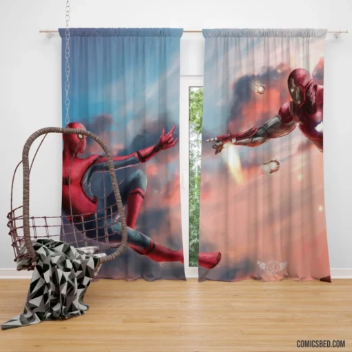 Iron Man Spider-Man Marvel Duo Comic Curtain