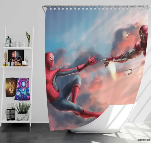 Iron Man Spider-Man Marvel Duo Comic Shower Curtain