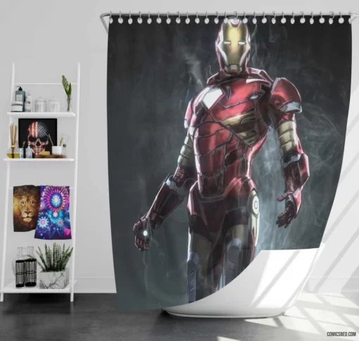 Iron Man Tech Heroic Adventures Comic Shower Curtain