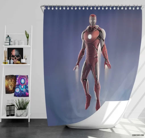 Iron Man Tony Stark Courageous Quest Comic Shower Curtain