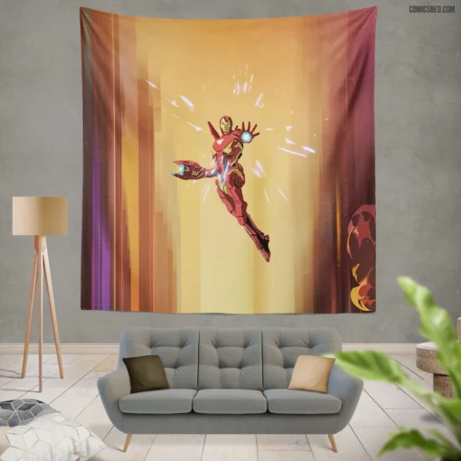 Iron Man Tony Stark Exploits Comic Wall Tapestry