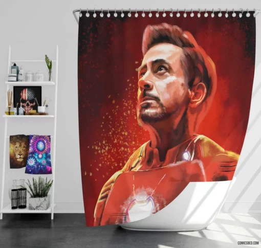 Iron Man Tony Stark Genius Comic Shower Curtain