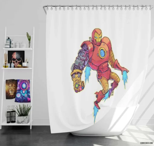 Iron Man Tony Stark Unyielding Spirit Comic Shower Curtain