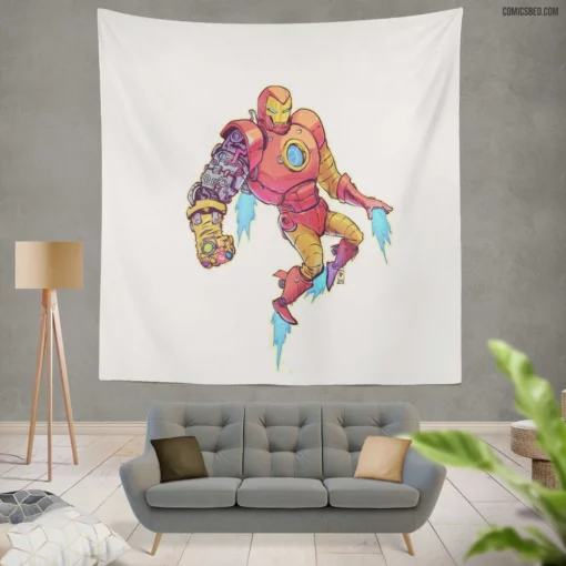 Iron Man Tony Stark Unyielding Spirit Comic Wall Tapestry