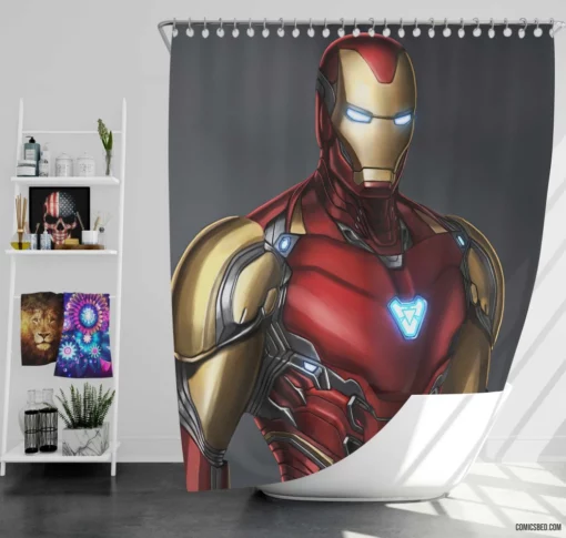 Iron Man Tony Stark Valiant Journey Comic Shower Curtain