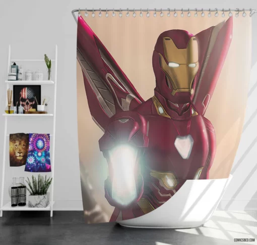 Iron Man Tony Stark Valiant Path Comic Shower Curtain