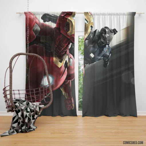 Iron Man War Machine Armored Heroes Comic Curtain