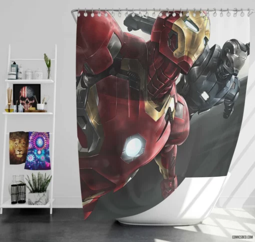 Iron Man War Machine Armored Heroes Comic Shower Curtain