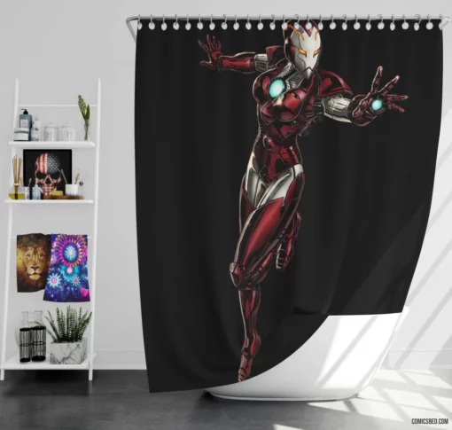 Iron Woman Comics Rescue Pepper Potts Marvel Shower Curtain