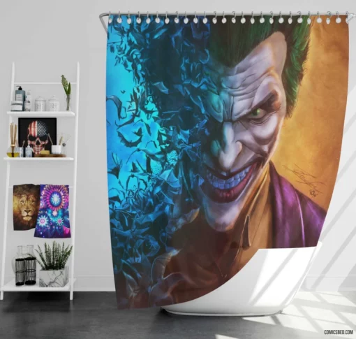 Joker Bat DC Chaotic Clown Comic Shower Curtain