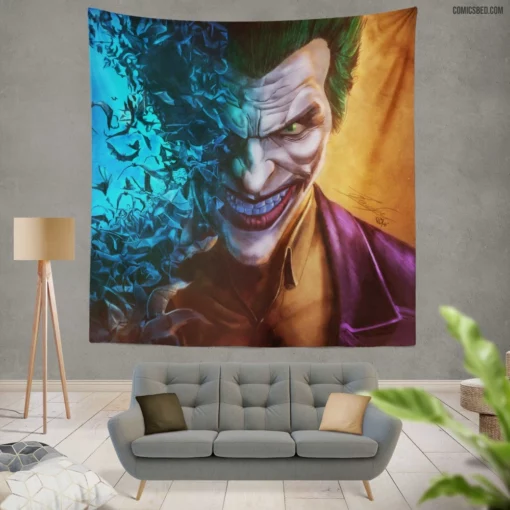 Joker Bat DC Chaotic Clown Comic Wall Tapestry