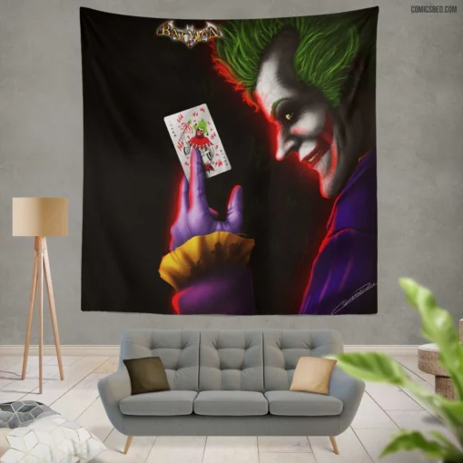 Joker Chaos Gotham Mad Villain Comic Wall Tapestry