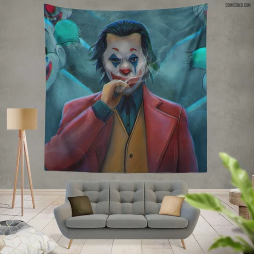 Joker Clown DC Chaotic Jester Comic Wall Tapestry