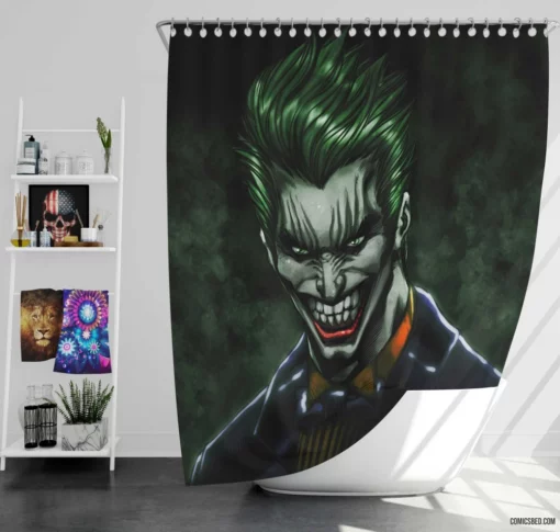 Joker DC Chaotic Prankster Comic Shower Curtain