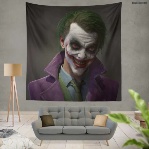 Joker DC Enigmatic Laughter Comic Wall Tapestry