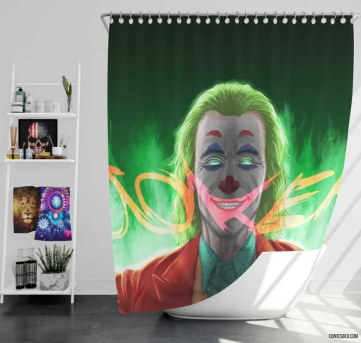 Joker DC Enigmatic Tumult Comic Shower Curtain