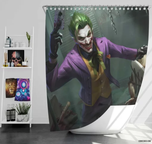 Joker DC Gun-Wielding Clown Prince Comic Shower Curtain