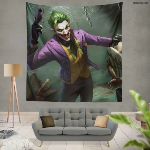 Joker DC Gun-Wielding Clown Prince Comic Wall Tapestry