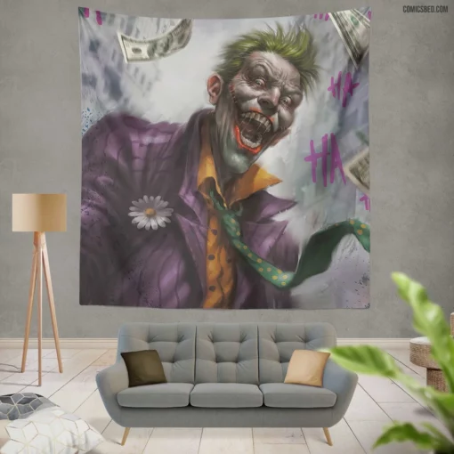 Joker DC Mysterious Malice Comic Wall Tapestry