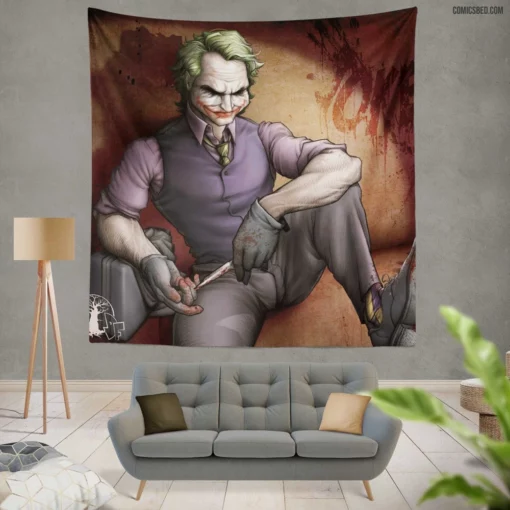 Joker DC Mysterious Mastermind Comic Wall Tapestry