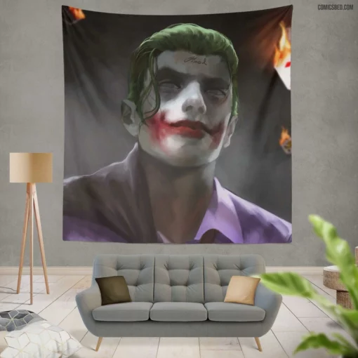 Joker DC Playful Enigma Comic Wall Tapestry