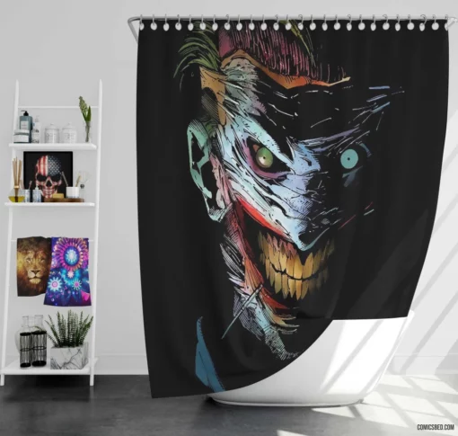 Joker Dark Grin Creeping Chaos Comic Shower Curtain