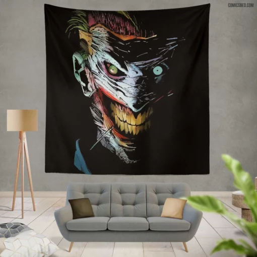 Joker Dark Grin Creeping Chaos Comic Wall Tapestry