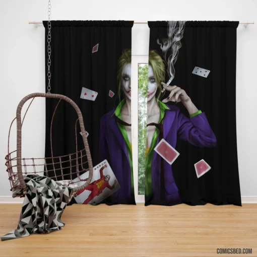 Joker Girl Smoking DC Trickster Comic Curtain