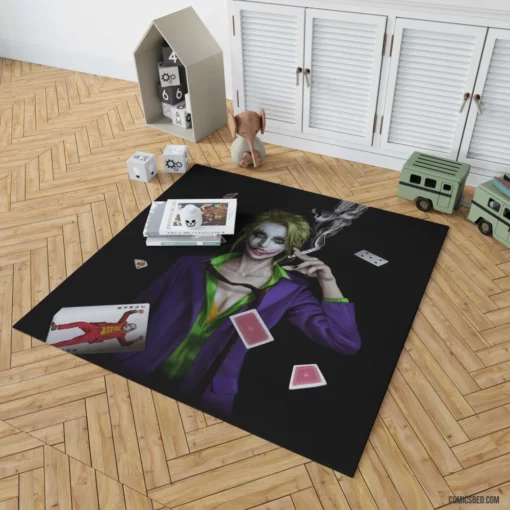 Joker Girl Smoking DC Trickster Comic Rug 1