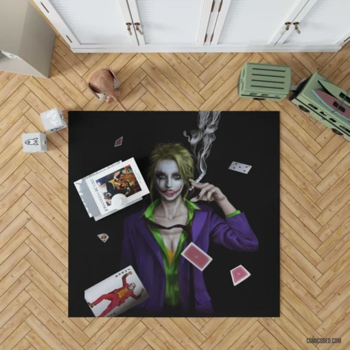 Joker Girl Smoking DC Trickster Comic Rug