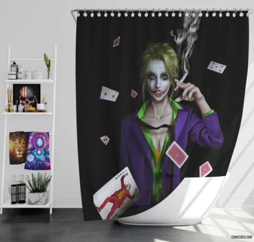 Joker Girl Smoking DC Trickster Comic Shower Curtain