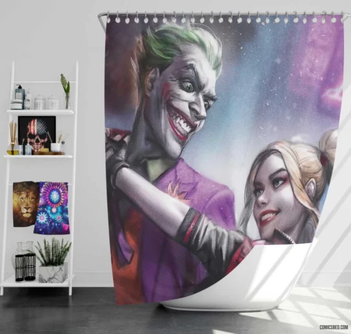 Joker Harley Quinn DC Dynamic Duo Comic Shower Curtain