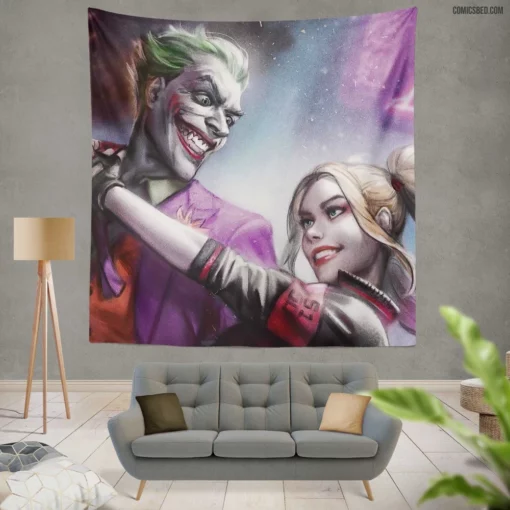 Joker Harley Quinn DC Dynamic Duo Comic Wall Tapestry