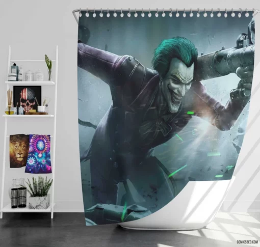 Joker Rocket Launcher DC Trickster Comic Shower Curtain