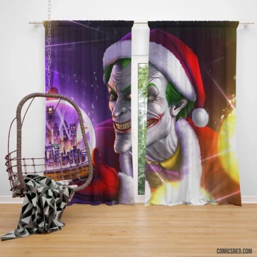 Joker Santa Hat DC Clown Comic Curtain