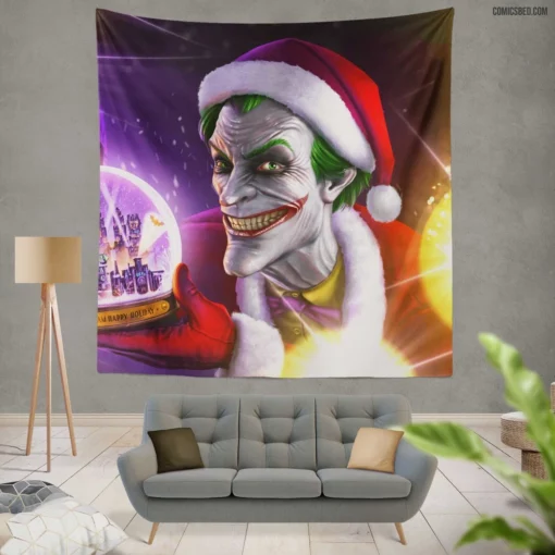 Joker Santa Hat DC Clown Comic Wall Tapestry