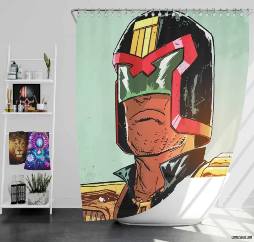 Judge Dredd Law and Order Comic Shower Curtain