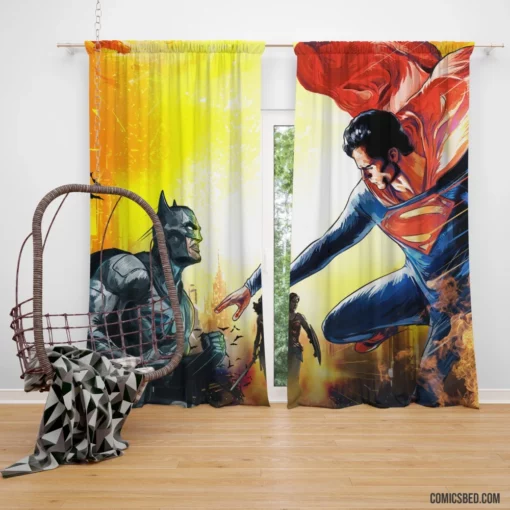 Justice League Batman Superman Trinity Comic Curtain