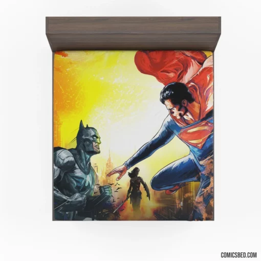 Justice League Batman Superman Trinity Comic Fitted Sheet 1