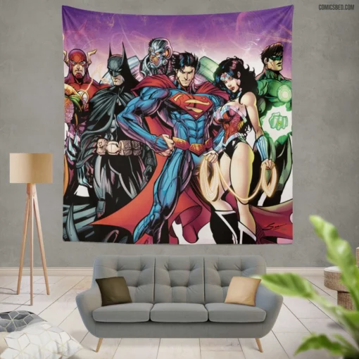 Justice League DC Earth Guardians Comic Wall Tapestry