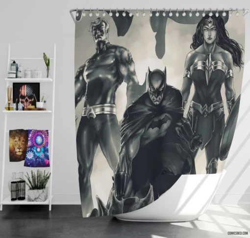 Justice League DC Heroic Ensemble Comic Shower Curtain